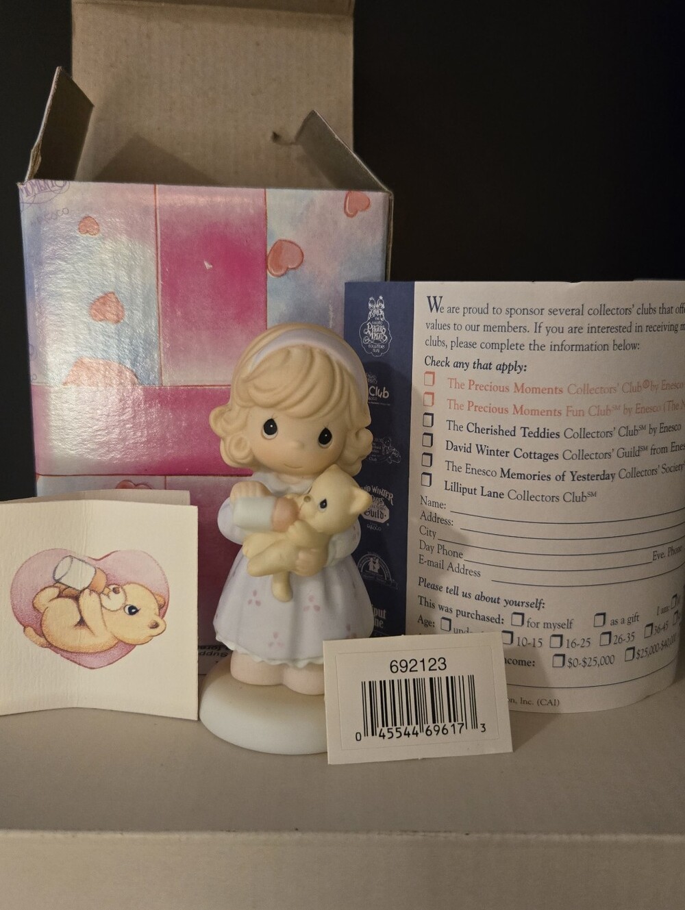 Vintage Precious Moments "Friday's Child is Loving & Caring" Mini Figurine #6921
